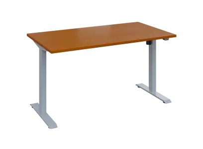 Flexi 28-14 výškově nastavitelný stůl, kovová podnož stříbrná, deska 25 mm, široký 1400 mm, třešeň šumavská